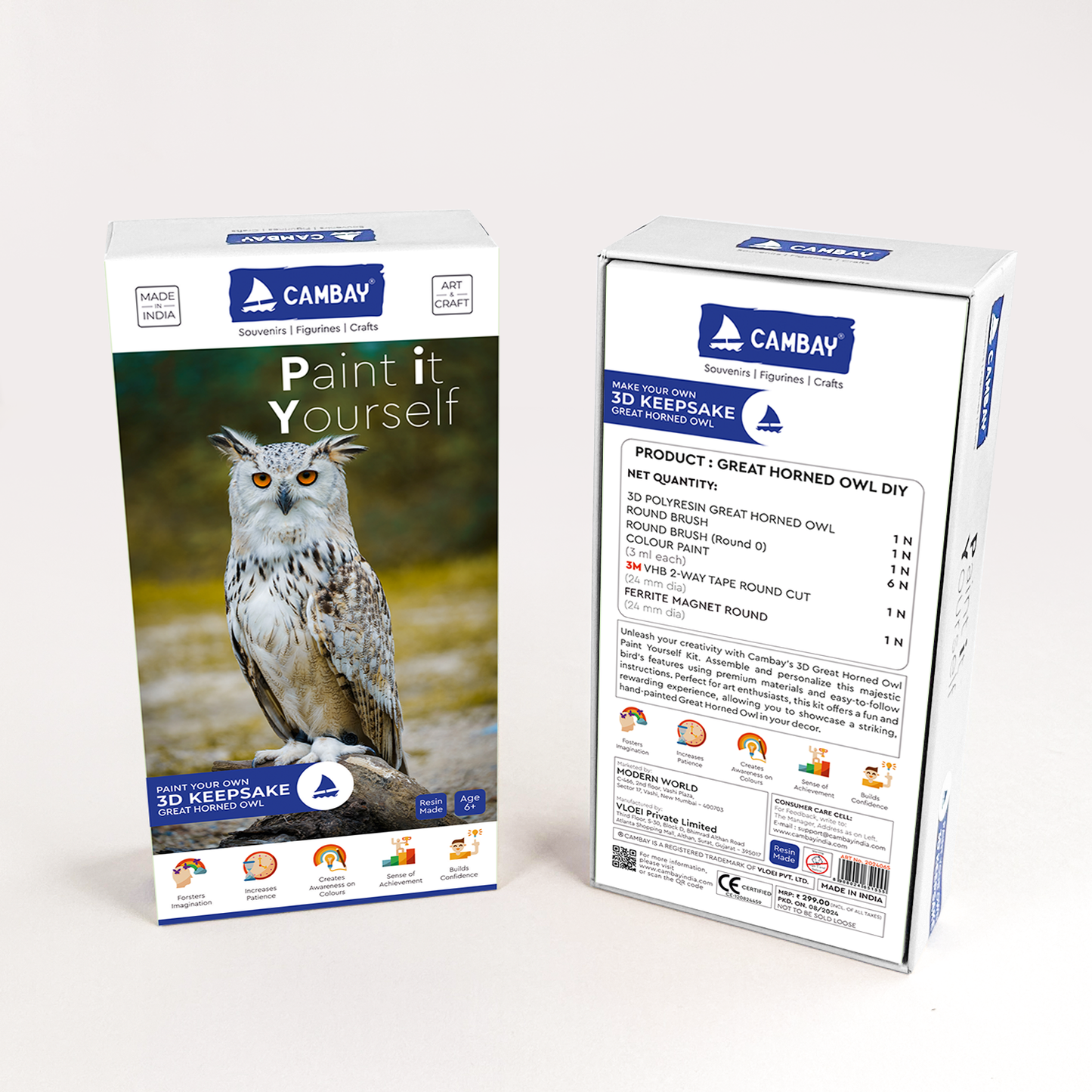 3D Great Horned Owl Paint it Yourself Kit